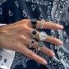 6-pack klackringar herringar - ringar för herr silver