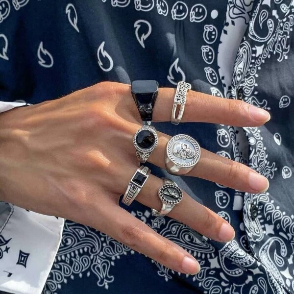 6-Pack Klackringar Herringar - Ringar för Herr Silver | Megabilligt.se