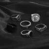 6-pack klackringar herringar - ringar för herr silver