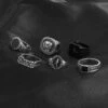 6-pack klackringar herringar - ringar för herr silver