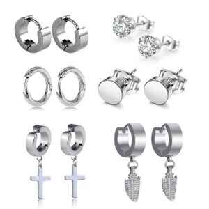 Piercing Set För Män - 6 Par Örhängen Piercings Silver