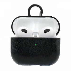 Airpods 3 Väska Fodral Skyddsfodral Skinn Läder Svart