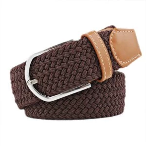 Canvas Skärp Med Stretch Tyg Bälte W26-w36 Mörkbrun