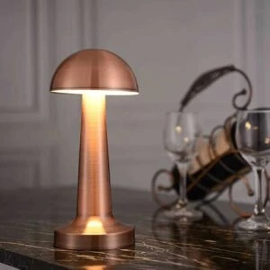 Retro Uppladdningsbar Bordslampa Av Metall Dimmer Koppar