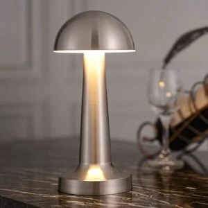 Retro Uppladdningsbar Bordslampa Av Metall Dimmer Silver