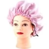 Sovmössa - satin hårvårdsmössa bonnet - justerbar sleep cap rosa