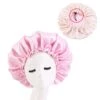 Sovmössa - satin hårvårdsmössa bonnet - justerbar sleep cap rosa