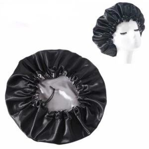 Sovmössa - Satin Hårvårdsmössa Bonnet - Justerbar Sleep Cap Svart