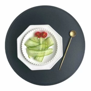 Bordstablett I Konstläder Rund Svart 38x38cm