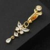 Fake navelpiercing clip-on navelring utan hål fjäril kristall guld