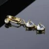Fake navelpiercing clip-on navelring utan hål hjärta kristall guld