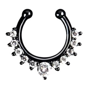 Fake Septum Näspiercing Näsring Utan Hål Svart