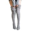 Varma Stickade Knästrumpor Höga Strumpor Thigh High Grå