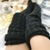 Varma stickade knästrumpor höga strumpor thigh high svart