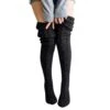 Varma Stickade Knästrumpor Höga Strumpor Thigh High Svart
