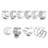 Fake Ear Cuff 10-pack Örhänge Helix Piercing Utan Hål Silver