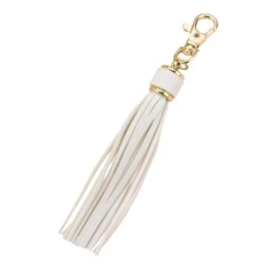 Nyckelring Mocka Läder Tassel Vit