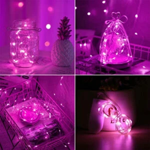 1m Mini Led Ljusslinga Batteridriven Rosa