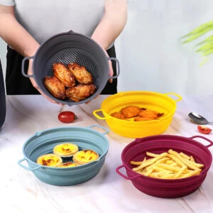 Återanvändningsbar Hopfällbar Silikonform Air Fryer Luftfritös Silikonskål