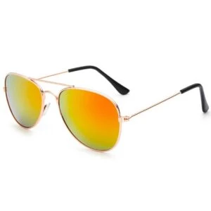 Pilot Solglasögon För Barn - Barnsolglasögon - Guld Röd Spegelglas