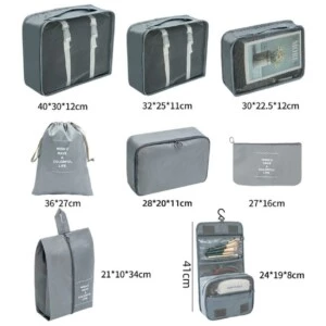 Väskinsats Och Resenecessär 8-pack Organiseringsset För Resa Svart