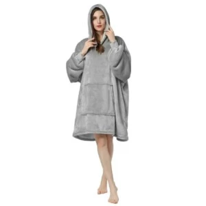 Hoodie Blanket Oversize Snuggie Luvtroja Ljus Gra