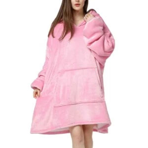 Hoodie Blanket - Oversize Luvtröja Filt Snugie Rosa