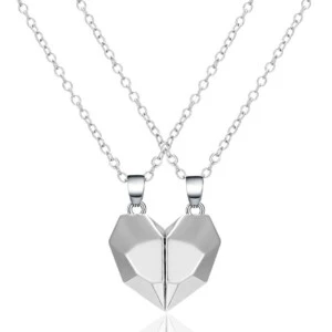 Parhalsband Magnetiskt Brythjärta Kedja Silver