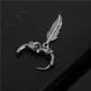 Piercing örhänge ring med hängande fjäder silver
