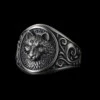 Viking ring varghuvud silver justerbar storlek