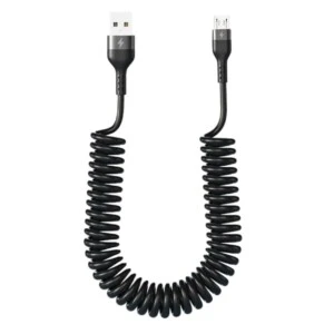 USB A Micro-USB Spiralkabel 3A Snabbladdning 1,5m Svart