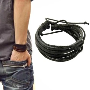 Handgjort Läderarmband Nomad (Svart)