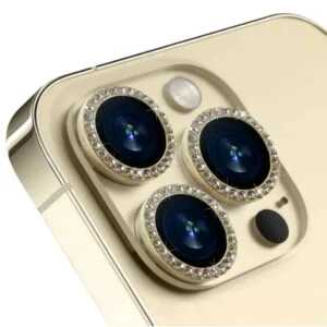 iPhone 13 Pro/13 Pro Max Linsskydd Bling Diamant Guld