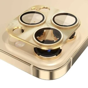 iPhone 14 Pro/14 Pro Max Linsskydd Metall Härdat Glas Guld