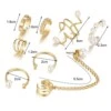 Öron piercing set dam - pärlor guld