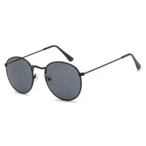 Runda Solglasögon med Svarta Metallbågar Mörkt Glas
