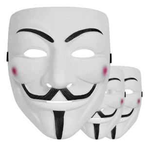3-pack Anonymous Mask Guy Fawkes V för Vendetta Vit