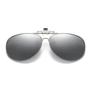 Uppfällbara Polariserade Pilot Clip-On Solglasögon Metall Silver