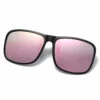 Uppfällbara solglasögon clip-on rosa spegelglas