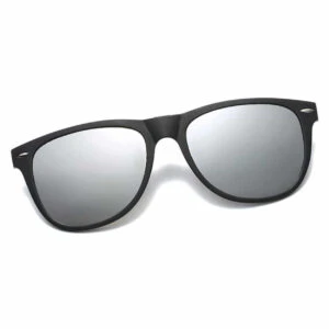 Polariserade Wayfarer Clip On Solglasögon Flip Up Silver Spegelglas
