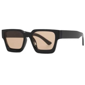 Moderna Bulky Solglasögon med Tjock Svart Ram Brunt Glas