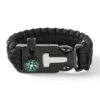 Paracord armband med tändstift, kompass och visselpipa svart