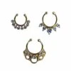 3-pack Fake Septum Näsring Guldpläterat Rostfritt Stål CZ