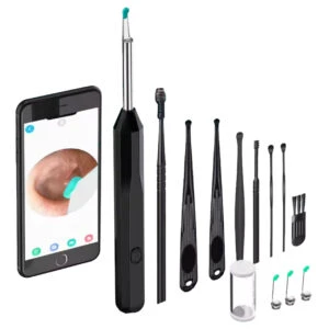 Öronrensare med Kamera Trådlöst Otoskop Öronvaxborttagare Svart