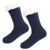 Varma fodrade sockor | stickade tofflor med halkskydd blå