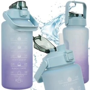Vattenflaska med Sugrör och Tidsmarkör | Motivational Bottle 2L