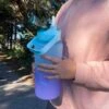 Vattenflaska med sugrör och tidsmarkör | motivational bottle 2l