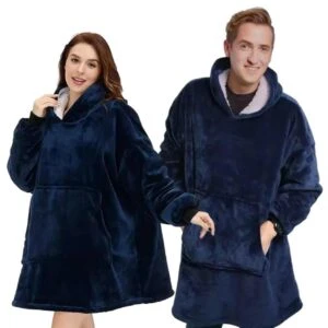 Snuggie Oversize Filt Hoodie Mörkblå