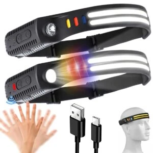 2st Pannlampa Dubbla LED med Rörelsesensor Löpning Lättvikt 2x COB XPE