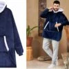 Snuggie hoodie blanket oversize filttröja mörkblå